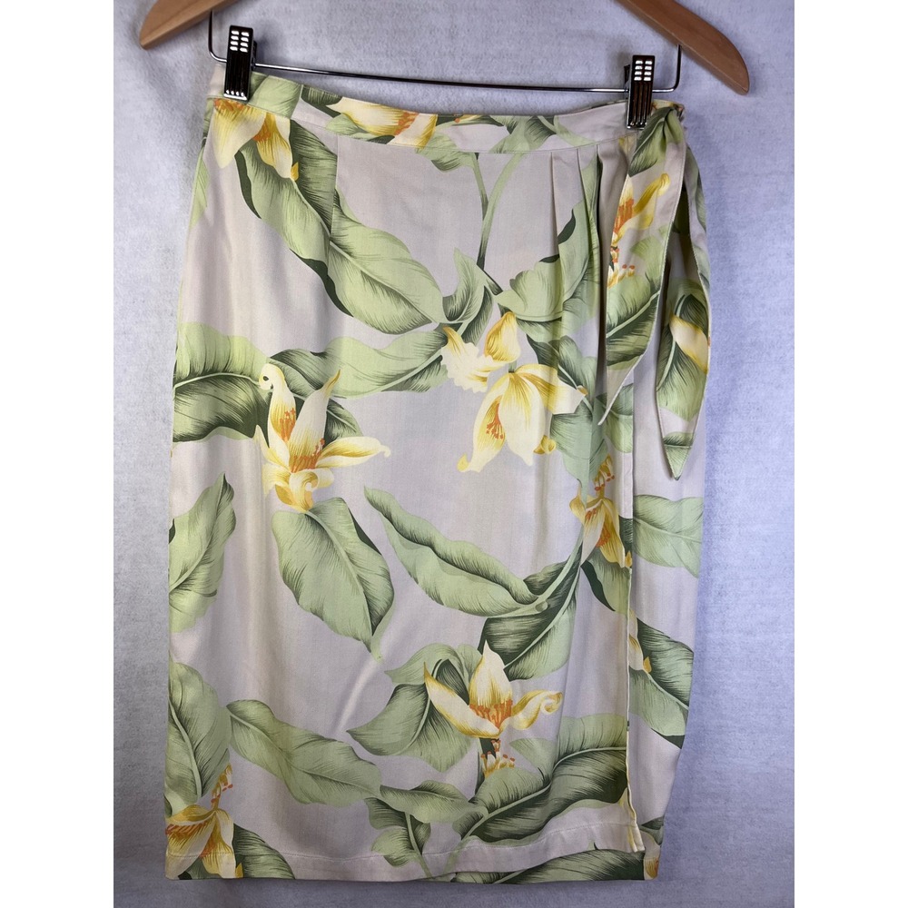 Tommy Bahama floral wrap skirt 100% silk tie waist Sz 8